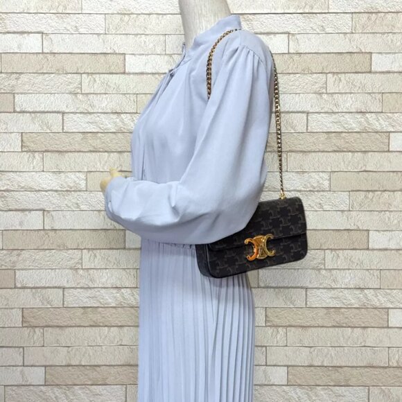 CELINE Shoulder Bag Coated canvas Triomphe - Picture 2 of 6